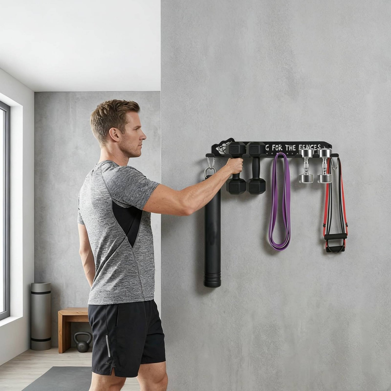 Sports Equipment Rack - Rak Peralatan Olahraga 8 Gantungan, Logam